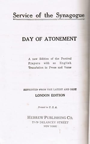 Seller image for Service of the Synagogue: Day of Atonement: Mahzor Le-Yom Ha-Kipurim for sale by Bookshop Baltimore