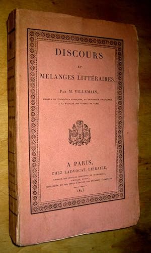 Seller image for Discours et mlanges littraires for sale by Les Livres du Pont-Neuf