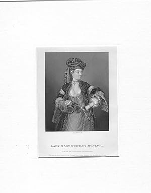 Bild des Verkufers fr Montagu, Lady - Celebrated Latter Writer - Wonderful Detailed Engraving in Eastern Dress and Turban - An Original Antique engraved Portrait zum Verkauf von K Books Ltd ABA ILAB