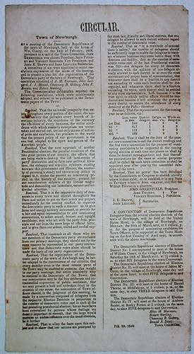 CIRCULAR. TOWN OF NEWBURGH. AT A MEETING OF THE DEMOCRATIC REPUBLICANS OF THE TOWN OF NEWBURGH, H...