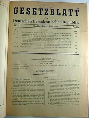 Gesetzblatt der Deutschen Demokratischen Republik. - Jg. 1953, 3. u. 4. Quartal (Nr. 83 - 136)