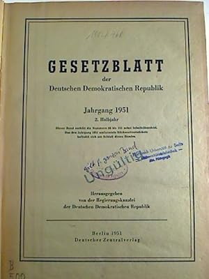 Gesetzblatt der Deutschen Demokratischen Republik. - Jg. 1951, 2. Halbjahr - Teilbd II