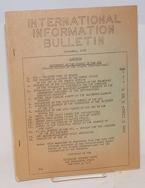 Imagen del vendedor de International information bulletin. (November 1952) a la venta por Bolerium Books Inc.