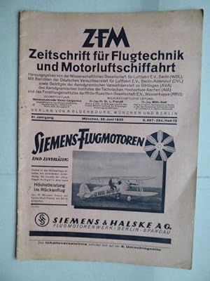 ZFM. Zeitschrift für Flugtechnik und Motorluftschiffahrt. 21. Jahrgang Heft 12.