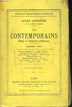 Immagine del venditore per LES CONTEMPORAINS. Etudes et portraits littraires. Cinquime srie. venduto da Le-Livre
