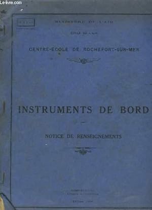 Seller image for Instruments de Bord. Notice de renseignements. Centre-Ecole de Rochefort-sur-Mer. for sale by Le-Livre