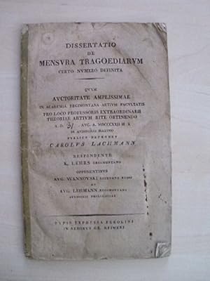 Dissertatio de Mensura Tragoediarum certo numero definita. Quam auctoritate amplissimae in Academ...