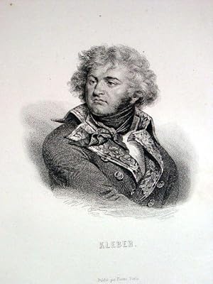 Imagen del vendedor de Gravure XIX me en noir reprsentant Jean-Baptiste Klber, n le 9 mars 1753  Strasbourg, assassin le 14 juin 1800 au Caire en gypte, est un gnral franais a la venta por JOIE DE LIRE