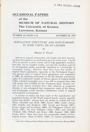 Image du vendeur pour Population Structure and Survivorship in Some Costa Rican Lizards mis en vente par Frank's Duplicate Books