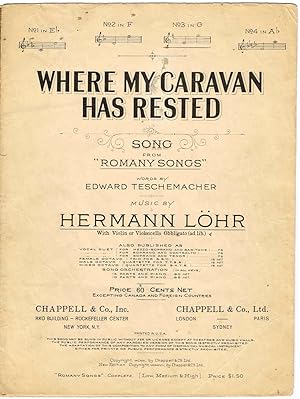 Bild des Verkufers fr WHERE MY CARAVAN HAS RESTED ~ Song from "ROMANY SONGS" (for voice in G) zum Verkauf von SUNSET BOOKS