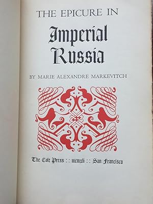 Imagen del vendedor de Epicure In Imperial Russia a la venta por cookbookjj