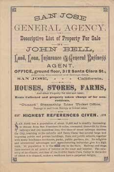 Seller image for San Jose General Agency. Descriptive List of Property for Sale by John Bell. for sale by Wittenborn Art Books