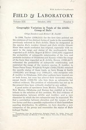 Imagen del vendedor de Geographic Variation in Toads of the Debilis Group of Bufo a la venta por Frank's Duplicate Books