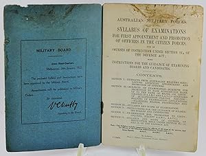 Seller image for Australian Military Forces Syllabus of Examinations for first appointment and promotion of officers in the Citizen Forces, and of courses of instruction under section 21a of The Defense Act; with instructions for the guidance of examining boards and candidates for sale by Gotcha By The Books