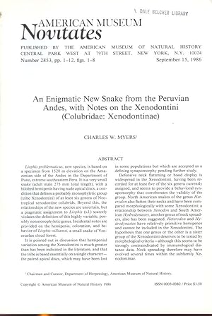 Imagen del vendedor de An Enigmatic New Snake from the Peruvian Andes, with Notes on the Xenodontini (Colubridae: Xenodontinae) a la venta por Frank's Duplicate Books