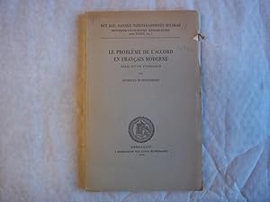 Imagen del vendedor de Le Probleme De L`Accord En Francais Moderne. Essai D`Une Typologie. a la venta por Carmarthenshire Rare Books