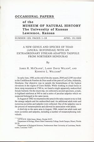 Image du vendeur pour A New Genus and Species of Toad (Anura: Bufonidae) with an Extraordinary Stream-Adapted Tadpole from Northern Honduras mis en vente par Frank's Duplicate Books