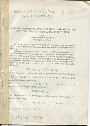 Über die Beziehung zwischen der Gammafunktion und den Trigonometrischen Funktionen.
