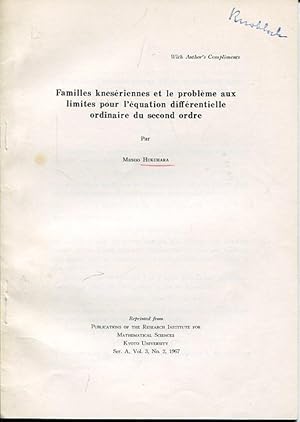 Imagen del vendedor de Familles knesriennes et le problme aux limites pour l equation diffrentielle ordinaire du second ordre. a la venta por Antiquariat am Flughafen