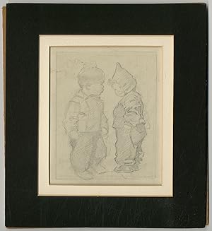 Image du vendeur pour [Sketch]: Two Children in Winter Clothing mis en vente par Between the Covers-Rare Books, Inc. ABAA
