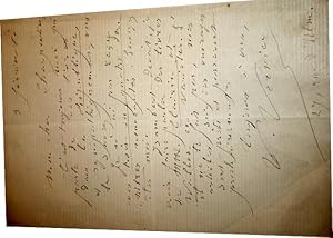 Imagen del vendedor de Lettre autographe signe du littrateur Valry Vernier adresse  Charpentier au sujet de livres qui paraissent da la Rpublique. Il attend les nouveaux livres de Clairin et Willon a la venta por JOIE DE LIRE