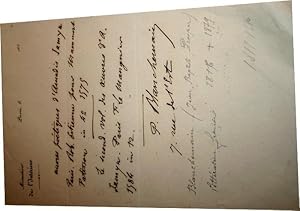 Mot autographe signé à entête du Ministère de l'Intérieur du poète et bibliophile Prosper Blanch...