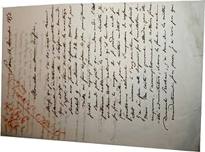 Lettre autographe signée de l'historien et professeur Casimir Gaillardin. Une demande d'obtenti...