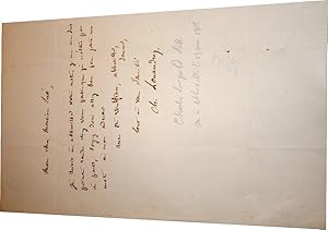 Mot autographe signé de Charles Léopold LOUANDRE au sujet d'un mot qu'il a reçu à Abbeville.