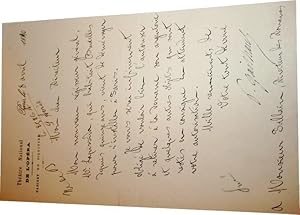 Lettre autographe à entête du théâtre National de l'Opéra signée par Pedro Gailhard adressée à M...