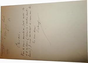 Mot autographe signée d Albert Kaempfen. Il invite un ami à venir le voir au Louvre.