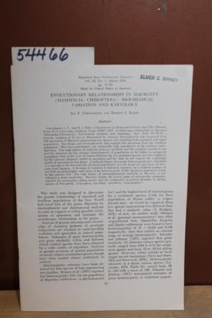 Imagen del vendedor de Evolutionary Relationships in Macrotus .(Mammalia: Chiroptera): Biochemical Variation and Karyology a la venta por Princeton Antiques Bookshop