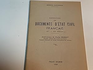 Seller image for EXPOSITION DE DOCUMENTS D'ETAT CIVIL FRANAIS BRAIBANT CHARLES 1959 for sale by LIBRERIA ANTICUARIA SANZ