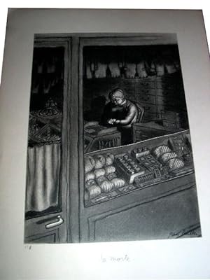 Seller image for Gravure en noir de Jean BRULLER. Intitule : La morte. for sale by JOIE DE LIRE