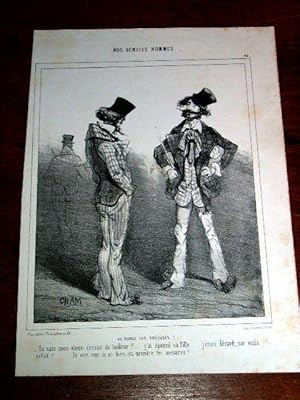 Bild des Verkufers fr Lithographie dbut XIX me CHAM - Nos Gentils Hommes : Au diable les prjugs ! zum Verkauf von JOIE DE LIRE