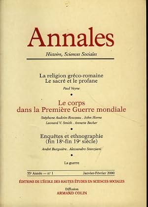 Imagen del vendedor de Annales. Histoire, Sciences Sociales, 55e Anne, No 1, Jan-Fev 2000 Revue bimestrielle publie depuis 1929 par l'cole des Hautes tudes en Sciences Sociales avec le concours du Centre National de la Recherche Scientifique. Fondateurs: Marc Bloch et Lucien Febvre. Ancien directeur: Fernand Braudel a la venta por Fundus-Online GbR Borkert Schwarz Zerfa