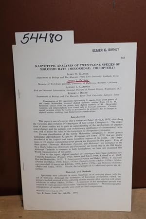 Image du vendeur pour Karyotypic Analyses of Twenty-One Species of Molossid Bats (Molossidae: Chiroptera) mis en vente par Princeton Antiques Bookshop