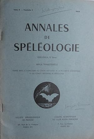 ANNALES de SPÉLÉOLOGIE (Spélunca, 3e série) Tome X -Fascicule 4- 1955