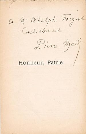 Envoi autographe signé Pierre Maël [Charles Causse] sur le faux-titre de Honneur, Patrie (Paul Ol...