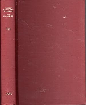 Seller image for Transactions of the American Philological Association, Volume 114, 1984 for sale by Dorley House Books, Inc.