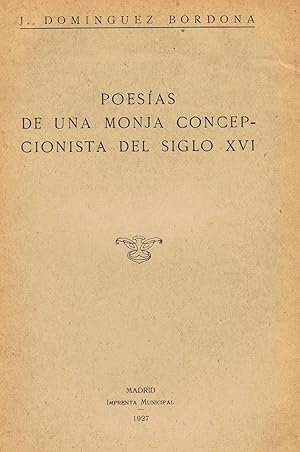 Seller image for POESAS DE UNA MONJA CONCEPCIONISTA DEL SIGLO XVI. for sale by Librera Torren de Rueda