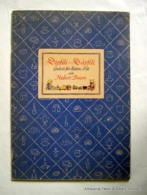 Bild des Verkufers fr Dipfili-Dpfili. Gstzli fr chlaini Lt. Mit Bilderli vo der Ilse Baum gschriibe vo Alfred Riedel. Freiburg, Crone & Co., (1949). Fol. Durchgehend farbig illustriert. 8 Bl. Illustr. Or.-Kart. zum Verkauf von Jrgen Patzer