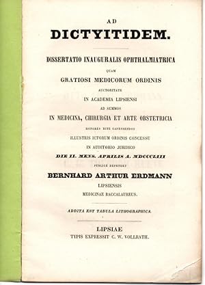 Bild des Verkufers fr Ad dictyitidem. Dissertation. zum Verkauf von Wissenschaftliches Antiquariat Kln Dr. Sebastian Peters UG