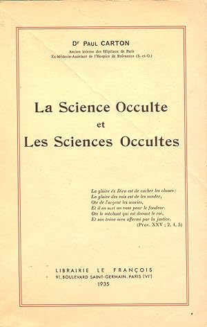 La Science Occulte et les Sciences Occultes