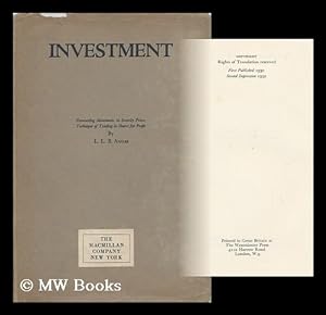 Image du vendeur pour Investment, by L. L. B. Angas; Forecasting Movements in Security Prices, Technique of Trading in Shares for Profit mis en vente par MW Books