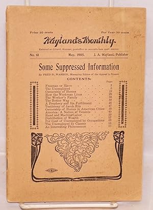 Imagen del vendedor de Freeman or slave? A book of suppressed information. Wayland's monthly, no. 61, May, 1905 a la venta por Bolerium Books Inc.