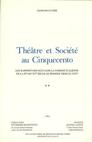 Théatre et Sociétéau Cinquecento