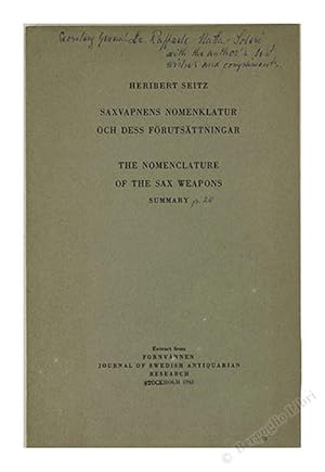 Imagen del vendedor de SAXVAPNENS NOMENKLATUR OCH DESS FORUTSATTNINGAR. THE NOMENCLATURE OF THE SAX WEAPONS SUMMARY.: a la venta por Bergoglio Libri d'Epoca