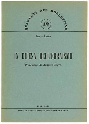 Immagine del venditore per IN DIFESA DELL'EBRAISMO.: venduto da Bergoglio Libri d'Epoca