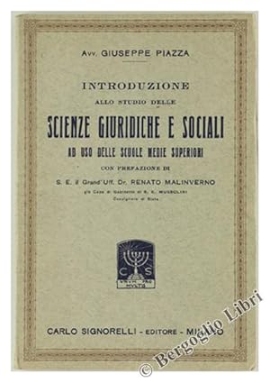 INTRODUZIONE ALLO STUDIO DELLE SCIENZE GIURIDICHE E SOCIALI AD USO DELLE SCUOLE MEDIE SUPERIORI. ...