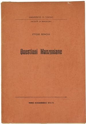 Imagen del vendedor de QUESTIONI MANZONIANE.: a la venta por Bergoglio Libri d'Epoca